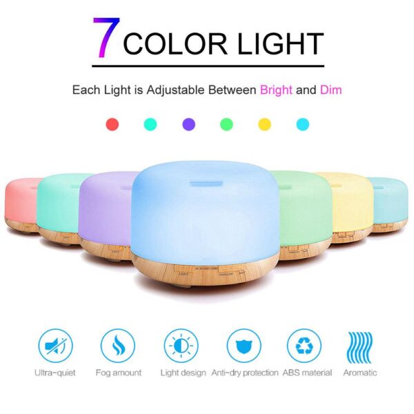 Aroma Diffuser ( luchtbevochtiger) met ingebouwd LED-licht in 7 kleuren