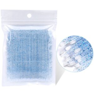 Microbrushes 100 stuks - Navulling ( glitter blue)